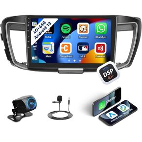 UNITOPSCI 4G+64G Android Car Radio for Honda Accord 9th Gen 2.0L 2013-2017 CarPlay Android Auto GPS Navigation 10.1" HD 1280*720 Touchscreen DSP 32EQ BT 5.0 FM/RDS Mirror Link WiFi Backup Camera Mic
