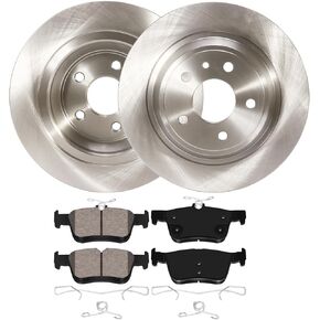 HYFTJYZ Rear Brake Pads and Rotors Kit for Automotive Replacement for 2013-2018 Acura RDX/2013-2018 Acura RDX and 2005-2016 Honda CR-V,Ceramic Brake Pads,Drilled and Slotted Disc Rotors,Smooth Braking
