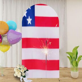 6.6FT Arch Backdrop Cover Overhead Vertical Shot Festive Party Decorations for Independence Day Wedding Arch Cover Spandex Fitted Stretchy Backdrop Stand Covers for Wedding Birthday Party Decoration