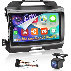 8 Core Car Stereo for KIA Sportage 2010-2016 with Carplay & Android Auto - 9 Inch Android 15 Touchscreen Radio with DSP/Heat Dissipation Function/5G WiFi/GPS/SWC + AHD Backup Camera, 4G+64G