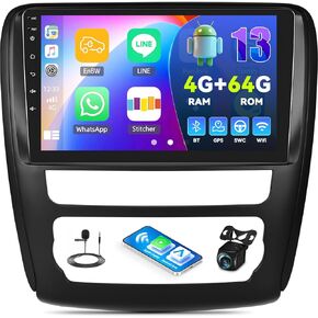 [4+64G] Car Radio for Chevy Traverse LT for Buick Enclave 2014-2018 with Wireless Carplay Android Auto,9" Touchscreen Car Radio with Mirror Link WiFi/GPS Bluetooth FM RDS SWC Backup Camrea