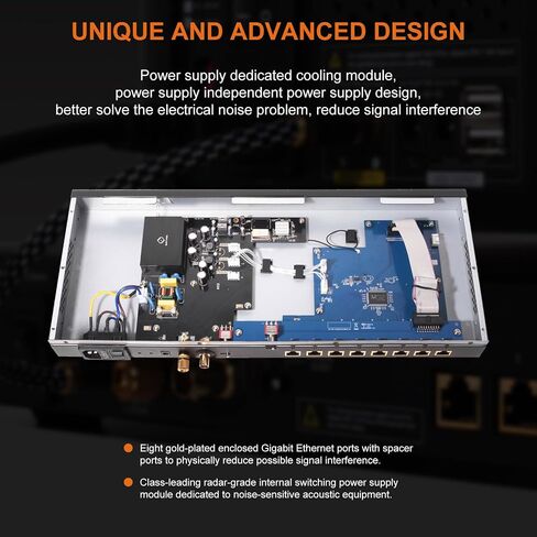 Silent Angel Bonn N8 Pro Audiophile Network Switch, Gold-Plated 8-Port Gigabit, Isolated Audio Network, Precision TCXO Clock Transmission, Dual Power Inputs. in Saudi Arabia
