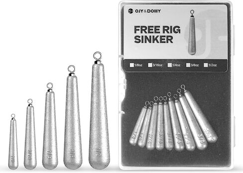 27/30 PCs Free Rig & Drop Shot Weights - Skinny Teardrop Fishing Sinkers (1/8 3/16 1/4 3/8 1/2oz) | Die-Cast Lead-Antimony Alloy | Mixed Kit Available in Saudi Arabia