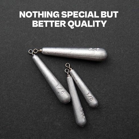 27/30 PCs Free Rig & Drop Shot Weights - Skinny Teardrop Fishing Sinkers (1/8 3/16 1/4 3/8 1/2oz) | Die-Cast Lead-Antimony Alloy | Mixed Kit Available in Saudi Arabia
