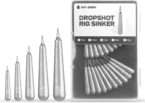 27/30 PCs Free Rig & Drop Shot Weights - Skinny Teardrop Fishing Sinkers (1/8 3/16 1/4 3/8 1/2oz) | Die-Cast Lead-Antimony Alloy | Mixed Kit Available in Saudi Arabia