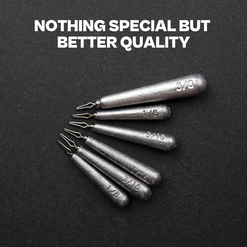 27/30 PCs Free Rig & Drop Shot Weights - Skinny Teardrop Fishing Sinkers (1/8 3/16 1/4 3/8 1/2oz) | Die-Cast Lead-Antimony Alloy | Mixed Kit Available in Saudi Arabia