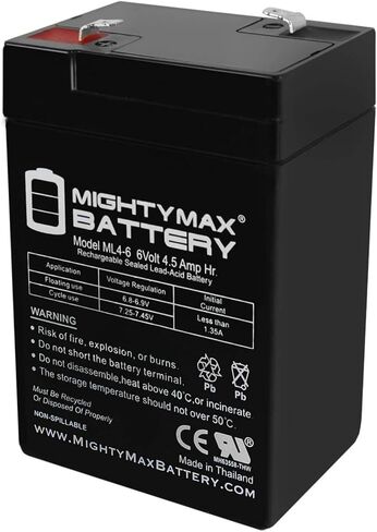 Mighty Max Battery ML4-6 - 6V 4.5AH Replacement Battery for YT-645 with F1 Terminal - 10 Pack in Kuwait