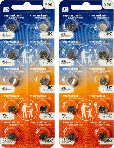 Renata 397 SR726SW Batteries - 1.55V Silver Oxide 397 Watch Battery (2 Count) in Kuwait