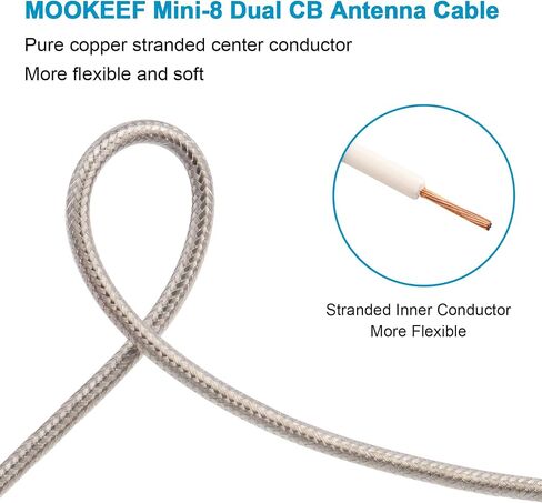 Dual CB Antenna Coax Cable 18FT,Low Loss RG8X Stranded Core Co-Phase CB Coax Cable with（3） PL-259 Connectors - 18 Foot in Saudi Arabia