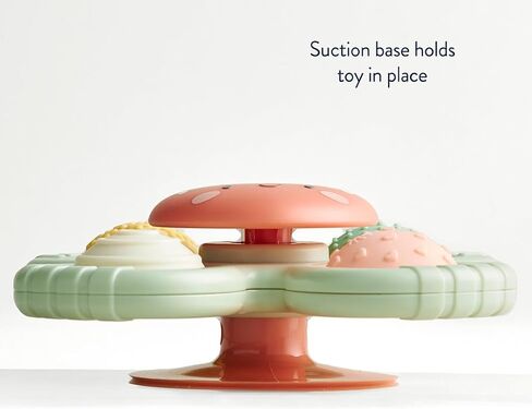 Itzy Ritzy Fidget Toy with Sensory Poppers & Suction Cup; Fidget Toy Sticks to Highchairs, Tables or Tubs While Spinning & Engaging Baby with 4 Textured Poppers, Smile in Saudi Arabia