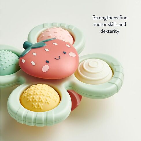 Itzy Ritzy Fidget Toy with Sensory Poppers & Suction Cup; Fidget Toy Sticks to Highchairs, Tables or Tubs While Spinning & Engaging Baby with 4 Textured Poppers, Smile in Saudi Arabia