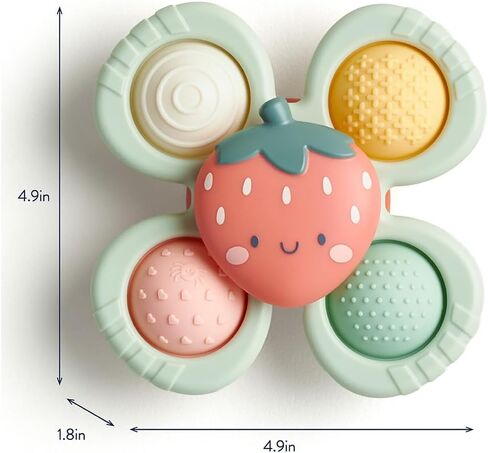 Itzy Ritzy Fidget Toy with Sensory Poppers & Suction Cup; Fidget Toy Sticks to Highchairs, Tables or Tubs While Spinning & Engaging Baby with 4 Textured Poppers, Smile in Saudi Arabia