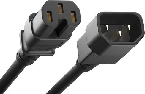 كابل الطاقة UNC Group IEC C14 إلى C15 15AMP 14AWG 250V SJT سترة ، أسود ، 2 قدم in Kuwait