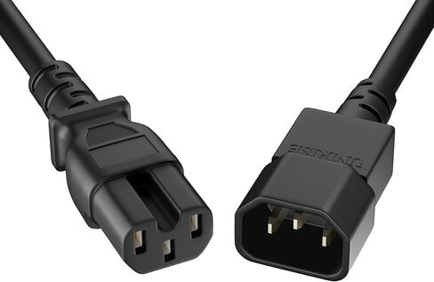 كابل الطاقة UNC Group IEC C14 إلى C15 15AMP 14AWG 250V SJT سترة ، أسود ، 2 قدم in Kuwait