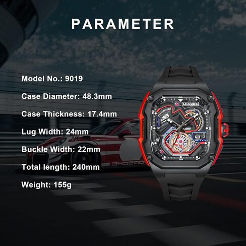 LILUOKE Watches for Men with Chronograph Analog Display and Calendar, 3ATM Waterproof Watch, Quartz Watch with Stainless Steel, Square Black Watches, Casual and Fancy Wrist Watch, Relojes Para Hombres in Saudi Arabia