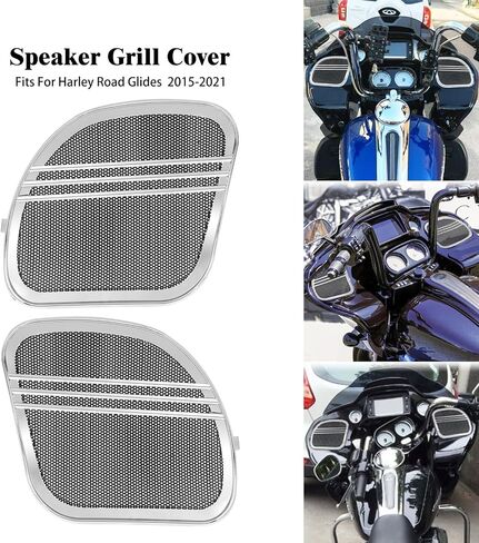 تغطية شوايات مكبرات الصوت الدراجة النارية مناسبة لـ Harley Road Glide CVO Fltrxs Fltru Fltrx 2015 2016 2017 2018 2019 2020 2021 2022 2023 (Black) in Saudi Arabia