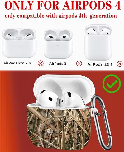 حالة متوافقة مع Airpod 4th Generation 2024 ، غطاء حالة وقائية مقاومة للصدمات مع سلسلة مفاتيح للنساء ، و accessorie اللاسلكية شحن حالات AirPod 4th - camoflage in Kuwait