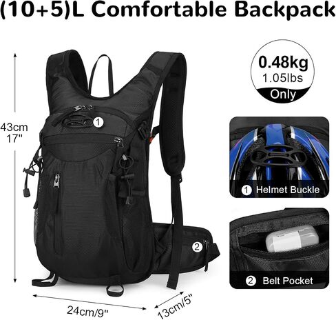 15L Small Hiking Daypack Men Women with Phone Pocket, Breathable Travel Hiking Backpack, Waterproof Ultralight Bike Backpack for Cycling Camping Running, Green in Kuwait