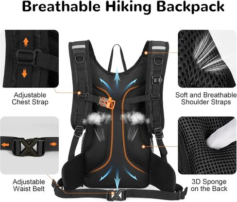 15L Small Hiking Daypack Men Women with Phone Pocket, Breathable Travel Hiking Backpack, Waterproof Ultralight Bike Backpack for Cycling Camping Running, Green in Kuwait
