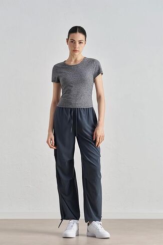 تي شيرت ألتيلاند مضلع برقبة عالية للتمرين للنساء، قمصان رياضية قصيرة لتمارين اليوغا والجري in Kuwait