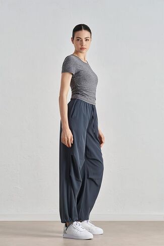 تي شيرت ألتيلاند مضلع برقبة عالية للتمرين للنساء، قمصان رياضية قصيرة لتمارين اليوغا والجري in Kuwait