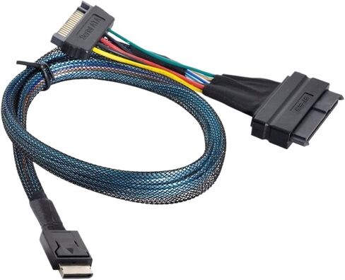 S-AS Oculink 4i High-Speed Cable Pcle 4.0 Sff-8611 to Sff-8639 U.2 U.3 NVME PCIe Cable for SSD with 15Pin SATA Power Cable in Saudi Arabia