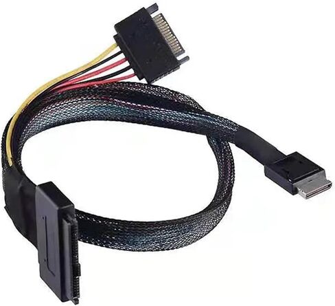 S-AS Oculink 4i High-Speed Cable Pcle 4.0 Sff-8611 to Sff-8639 U.2 U.3 NVME PCIe Cable for SSD with 15Pin SATA Power Cable in Saudi Arabia