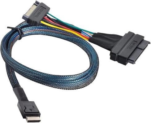 S-AS Oculink 4i High-Speed Cable Pcle 4.0 Sff-8611 to Sff-8639 U.2 U.3 NVME PCIe Cable for SSD with 15Pin SATA Power Cable in Saudi Arabia