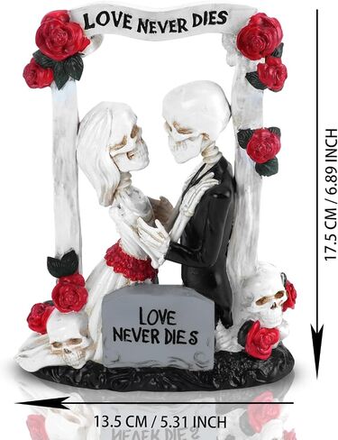 ZZBIQS Skeleton Bride and Groom Figurines, Love Never Dies in Bridal Gown and Tuxedo Sculpture Handmade Resin Crafts, for Day of The Dead, Wedding Gift, Valentine's Day Decor Ornament in Saudi Arabia