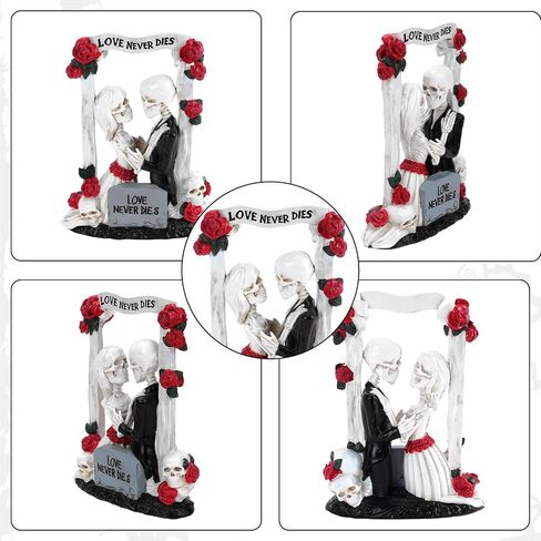 ZZBIQS Skeleton Bride and Groom Figurines, Love Never Dies in Bridal Gown and Tuxedo Sculpture Handmade Resin Crafts, for Day of The Dead, Wedding Gift, Valentine's Day Decor Ornament in Saudi Arabia