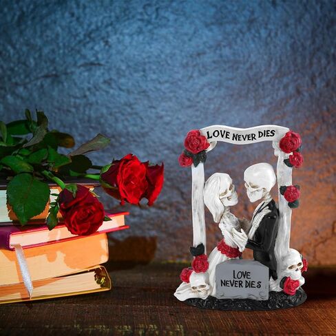 ZZBIQS Skeleton Bride and Groom Figurines, Love Never Dies in Bridal Gown and Tuxedo Sculpture Handmade Resin Crafts, for Day of The Dead, Wedding Gift, Valentine's Day Decor Ornament in Saudi Arabia