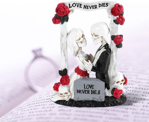 ZZBIQS Skeleton Bride and Groom Figurines, Love Never Dies in Bridal Gown and Tuxedo Sculpture Handmade Resin Crafts, for Day of The Dead, Wedding Gift, Valentine's Day Decor Ornament in Saudi Arabia