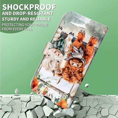 for iPhone 16 Pro Max Case, Flip PU Leather Shockproof Cute Highland Cow Phone Case for iPhone 16 Pro Max, Magnetic Clasp Phone Wallet Kickstand with Card Holder Screen Protector in Saudi Arabia