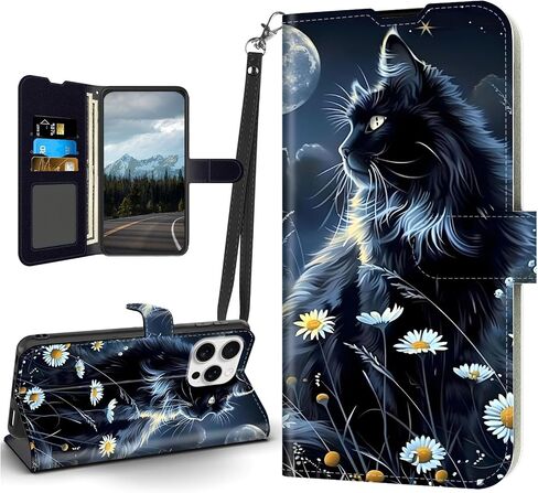 for iPhone 16 Pro Max Case, Flip PU Leather Shockproof Cute Highland Cow Phone Case for iPhone 16 Pro Max, Magnetic Clasp Phone Wallet Kickstand with Card Holder Screen Protector in Saudi Arabia