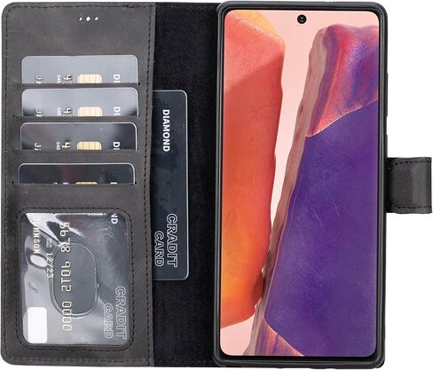 Genuine Premium Leather Wallet Case Compatible Galaxy S23 Ultra - Handmade - Detachable Strong Magnetic Flip Cover with Card Holders and Kickstand - Perfect Protection for All Edges (Brown) in Kuwait