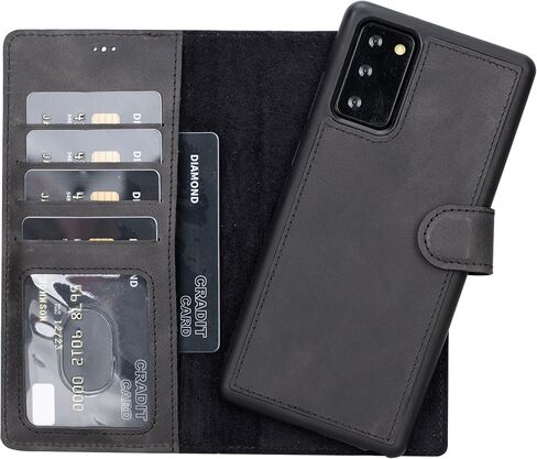 Genuine Premium Leather Wallet Case Compatible Galaxy S23 Ultra - Handmade - Detachable Strong Magnetic Flip Cover with Card Holders and Kickstand - Perfect Protection for All Edges (Brown) in Kuwait