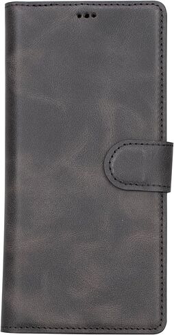 Genuine Premium Leather Wallet Case Compatible Galaxy S23 Ultra - Handmade - Detachable Strong Magnetic Flip Cover with Card Holders and Kickstand - Perfect Protection for All Edges (Brown) in Kuwait