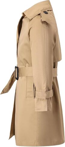 Betusline Boy's Trench Coat, Double Breasted Classic Belted Overcoat Outwear Dress Coats,1# khaki,9-10 Years = Tag 150 in Saudi Arabia
