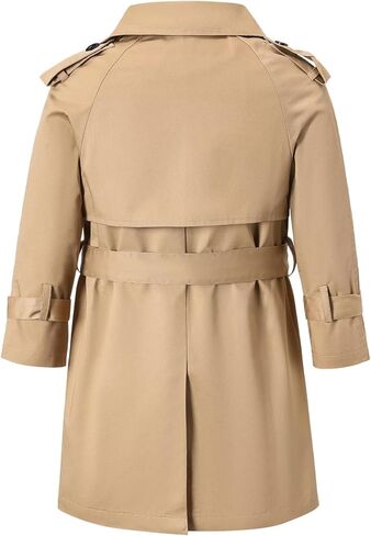 Betusline Boy's Trench Coat, Double Breasted Classic Belted Overcoat Outwear Dress Coats,1# khaki,9-10 Years = Tag 150 in Saudi Arabia