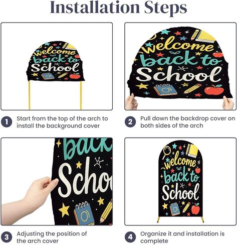 6.6 قدم القوس الخلفية تغطية الترحيب بالعودة إلى مدرسة بلاكو فورد دراسي قلم رصاص معلم الحافلة الطالب الزفاف غطاء القوس دنة ملاءمة أغطية الظهر على خلفية الزفاف ديكور حفل زفاف حفل زفاف in Kuwait