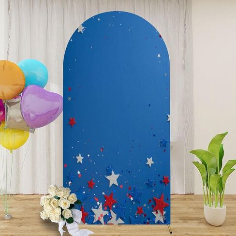 6.6FT Arch Backdrop Cover Overhead Vertical Shot Festive Party Decorations for Independence Day Wedding Arch Cover Spandex Fitted Stretchy Backdrop Stand Covers for Wedding Birthday Party Decoration in Saudi Arabia