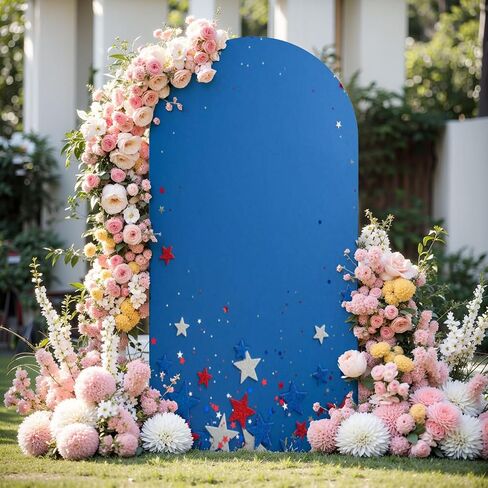 6.6FT Arch Backdrop Cover Overhead Vertical Shot Festive Party Decorations for Independence Day Wedding Arch Cover Spandex Fitted Stretchy Backdrop Stand Covers for Wedding Birthday Party Decoration in Saudi Arabia