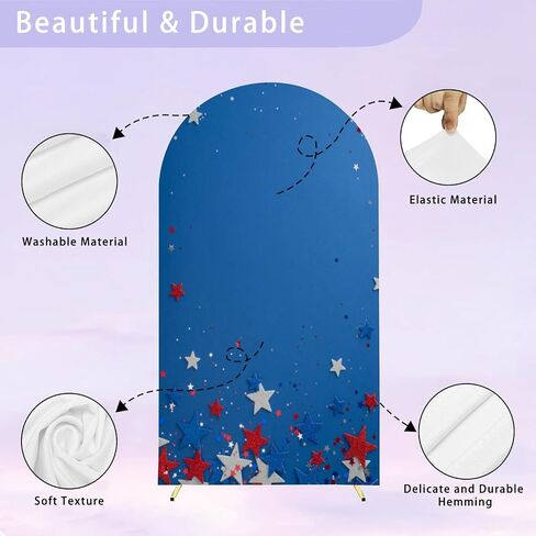 6.6FT Arch Backdrop Cover Overhead Vertical Shot Festive Party Decorations for Independence Day Wedding Arch Cover Spandex Fitted Stretchy Backdrop Stand Covers for Wedding Birthday Party Decoration in Saudi Arabia