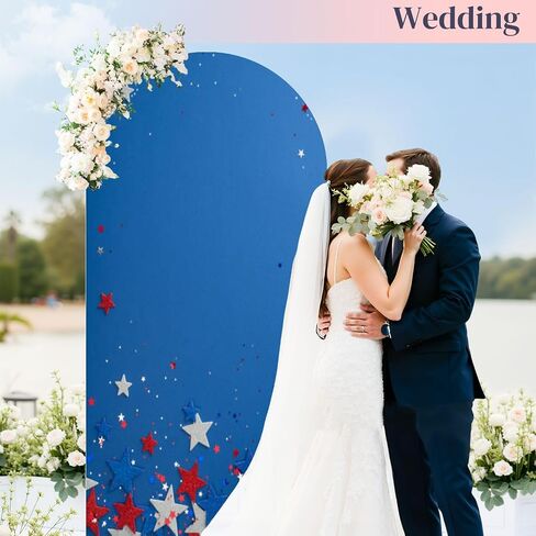 6.6FT Arch Backdrop Cover Overhead Vertical Shot Festive Party Decorations for Independence Day Wedding Arch Cover Spandex Fitted Stretchy Backdrop Stand Covers for Wedding Birthday Party Decoration in Saudi Arabia