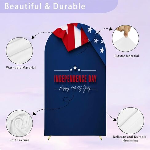 6.6 قدم الخلفية القوس تغطية متعددة التعرض اثنين من الأعلام الأمريكية قوس الزفاف غطاء دنة تركيب أغطية الوقوف الخلفية مسدود لزخرفة حفل زفاف عيد ميلاد الزفاف in Kuwait