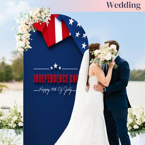 6.6 قدم الخلفية القوس تغطية متعددة التعرض اثنين من الأعلام الأمريكية قوس الزفاف غطاء دنة تركيب أغطية الوقوف الخلفية مسدود لزخرفة حفل زفاف عيد ميلاد الزفاف in Kuwait