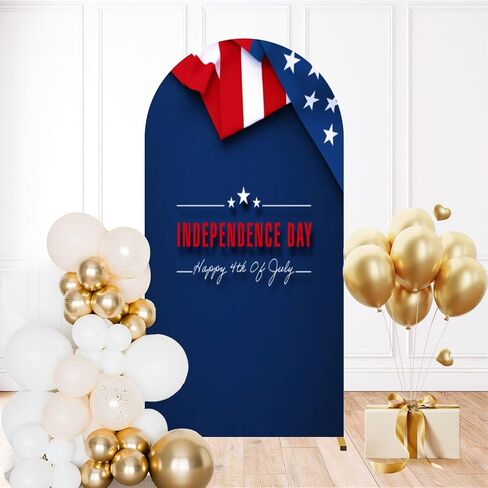 6.6 قدم الخلفية القوس تغطية متعددة التعرض اثنين من الأعلام الأمريكية قوس الزفاف غطاء دنة تركيب أغطية الوقوف الخلفية مسدود لزخرفة حفل زفاف عيد ميلاد الزفاف in Kuwait