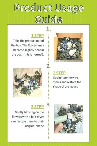 Wedding Sign Faux Flower Swag (Pack of 2) for Ceremony Party Reception Entrance Floral Decor Wall Easel Stand for Wedding Poster Welcome Sign(Blue) in Kuwait