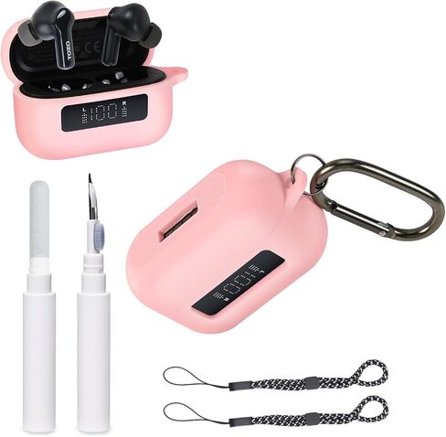 [5 in 1] for TOZ0 NC3 Earbuds(2024) Case Cover with Cleaner Kit,Shockproof Silicone Protective Battery Display Visible Design Cover for TOZO NC3 Wireless Earbuds with Carabiner & 2 Lanyards in Saudi Arabia