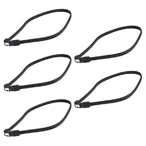 5X 50CM SATA 3.0 III SATA3 7Pin Data Cable Right Angle 6Gb/S SSD Cables HDD Cord with Nylon Sleeved(Black) SATA Cables